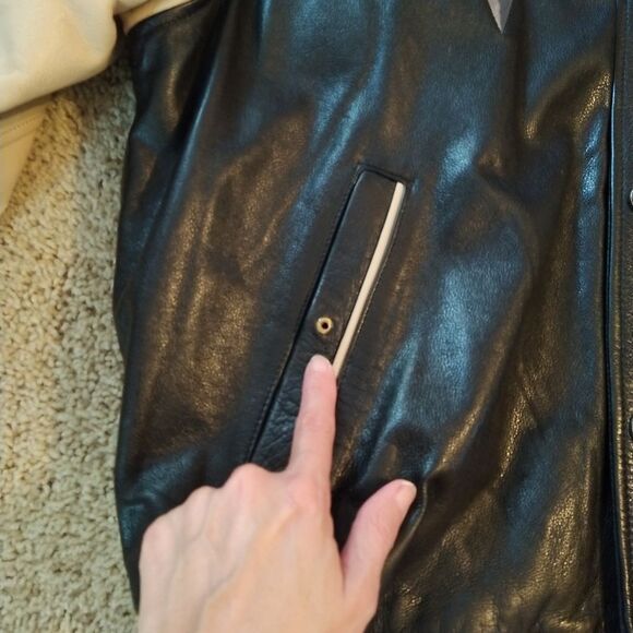 Vintage Harley Davidson Classic Varsity Bomber Leather Jacket Coat - Picture 12 of 13